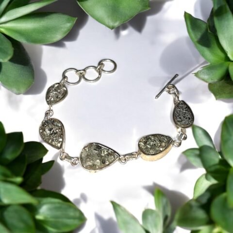 Natural Pyrite 5 in 1 Stylish Chain Bracelet AAA Grade Certified Unisex Adjustable Original Bracelet For Prosperity, Abundance & Success