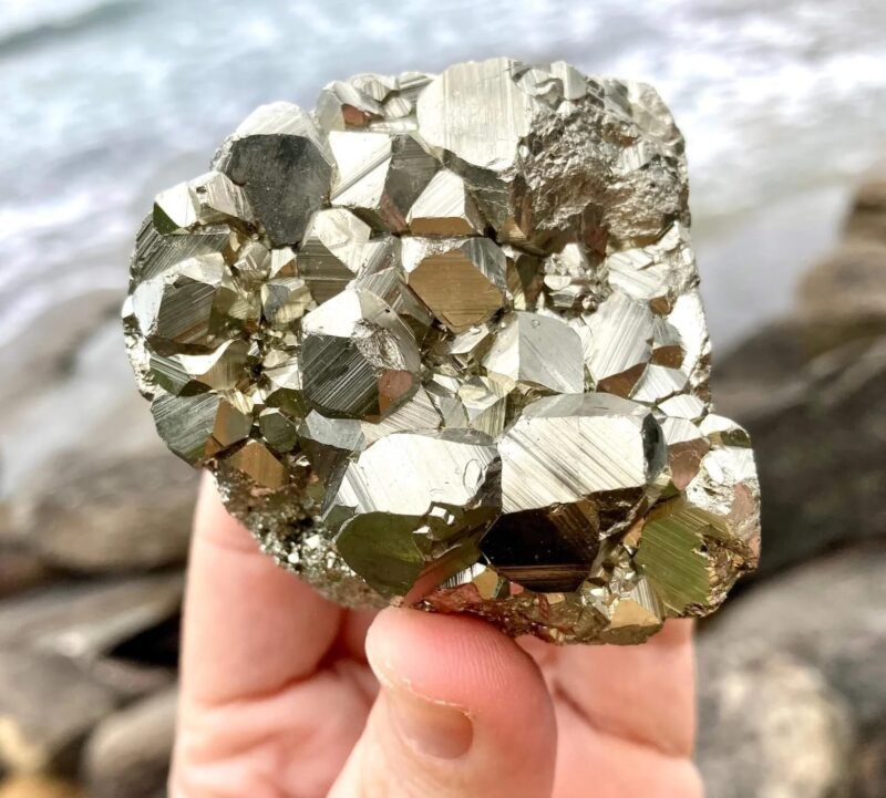 Divine Spirituals Lab Certified AAA Grade Peru Pyrite Orignal Stone Cluster Geodes for Willpower Success Wealth and Abundance (66 Grams)