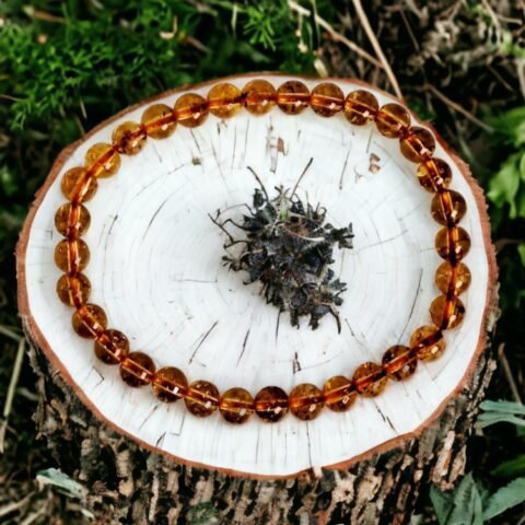 Divine Spirituals Natural Citrine Pure Certified Unisex 6 mm Band Bracelet Super AAA Quality for Healing Meditation Success and Abundance