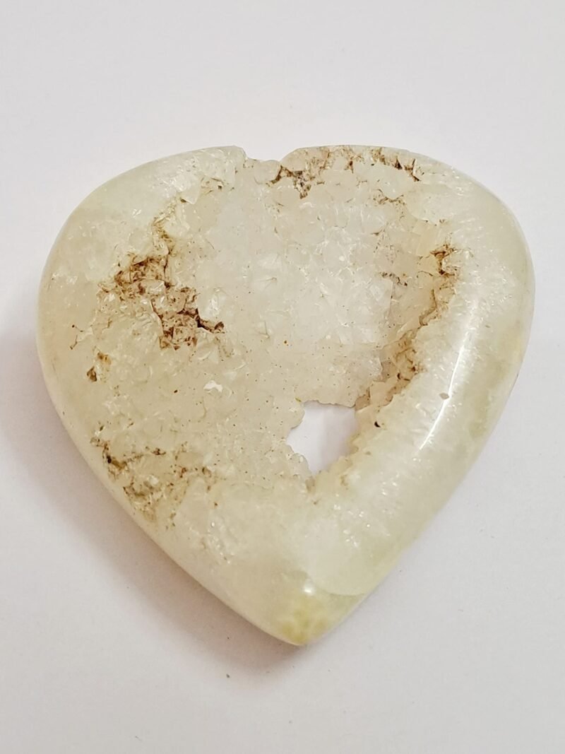 Divinity Hand Carved Original Crystals Healing Stone Hearts Agate Druzy Geode Hearts - Worry / Palm Stone for Chakra Balancing Good Luck Love Abundance and Harmony
