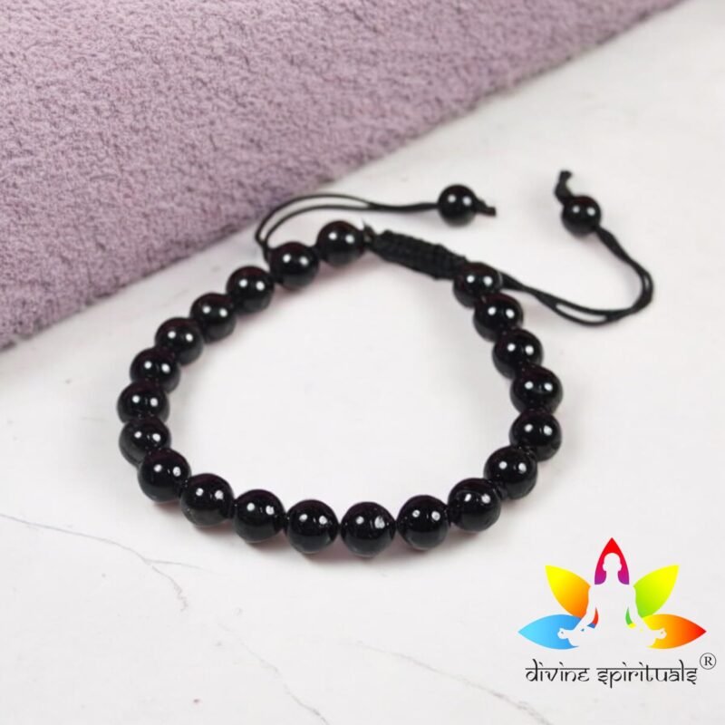 Natural Black Onyx Bracelet 8mm Original Certified Adjustable Macrame Thread Unisex Real Crystal Bracelet For Peace, Manifestation & Root Chakra - Image 4