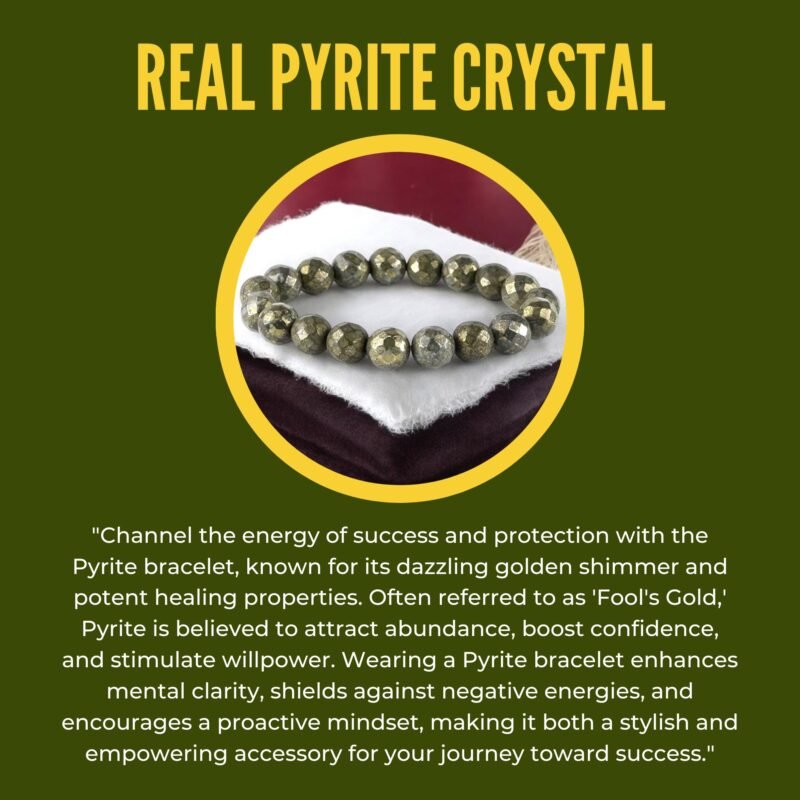 Natural Pyrite Bracelet AAA Grade Lab-Certified Original Stretchable 10mm Diamond-cut Faceted Real Crystal Unisex Bracelet For Prosperity, Abundance & Manifestation - Image 5