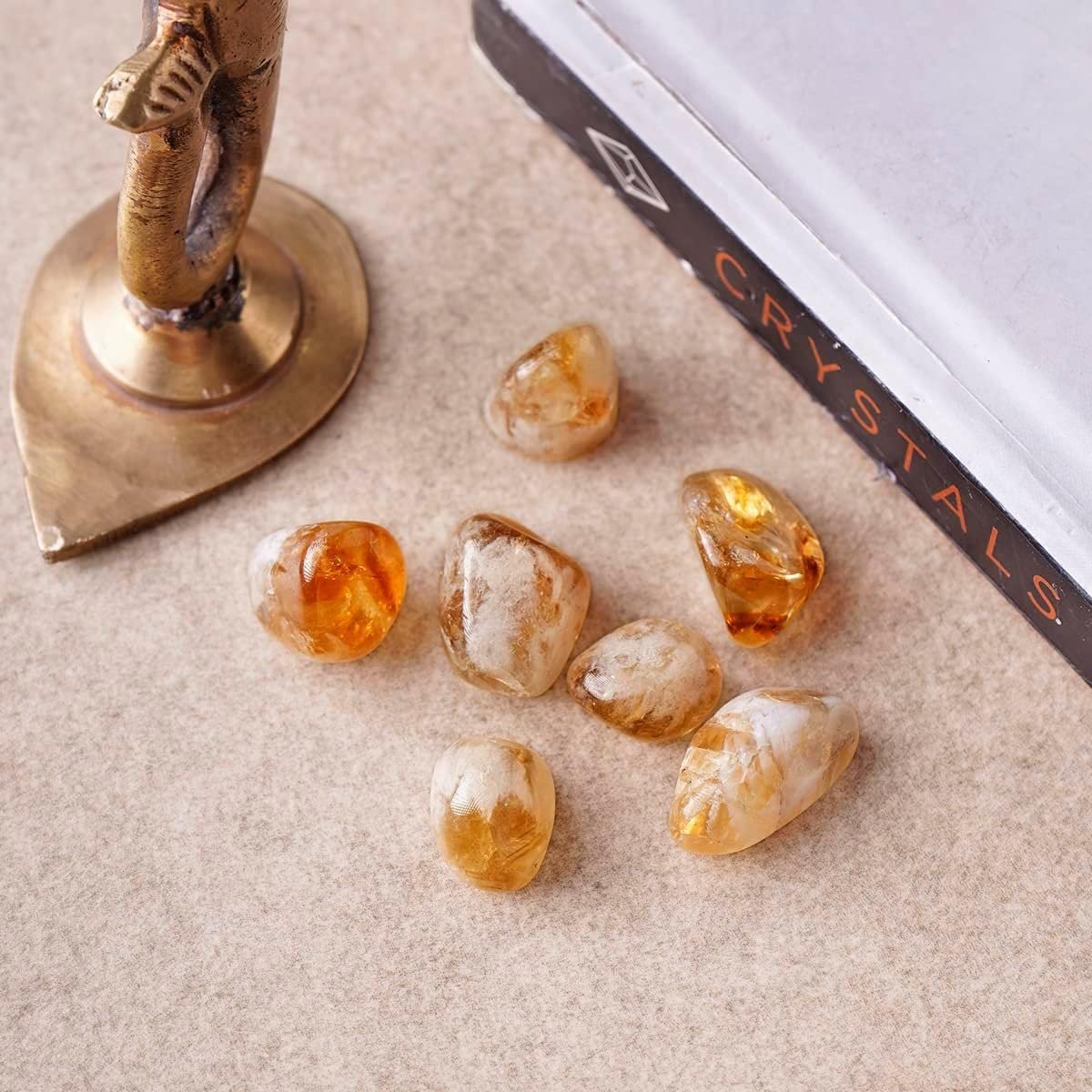Divinity Healing Crystals Natural Tumble Stone Crystal Tumble Stone Crystals Gemstones Tumbled Pebble Stones for Reiki Healing (Citrine Tumbled Stone) Value Pack Of 2