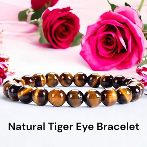Natural Tiger Eye Bracelet Lab Certified Unisex AAA Grade 8mm Stretchable Original Real Crystal Bracelet For Abundance, Manifestation, Strength & Solar Plexus Chakra