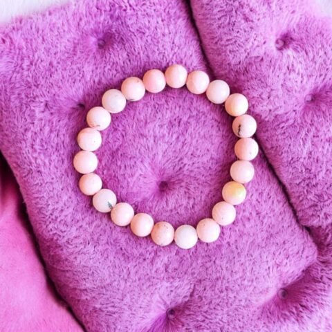 Natural Crystal Pink Opal (Andean Opal) Bracelet 8mm Stretchable Original Semi Precious Gemstone Bracelet For Heart Chakra, Love, Stress Relief, Peace & Meditation For Men & Women