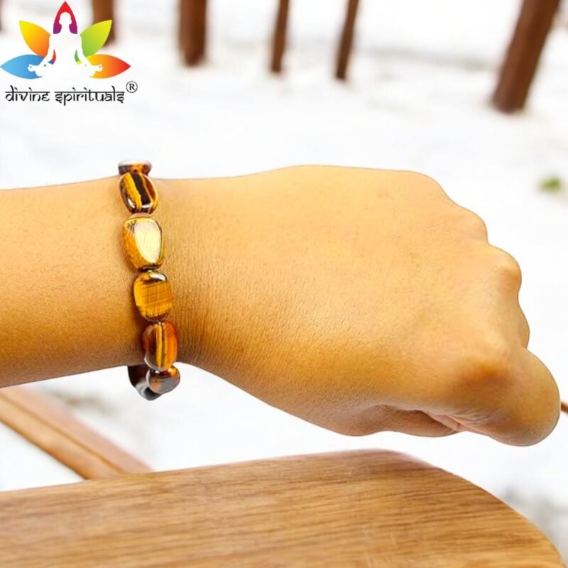 Natural Tiger's Eye Bracelet AAA Grade Certified Pebble Oval Shape Unisex Real Crystal Bracelet for Protection, Courage, & Confidence