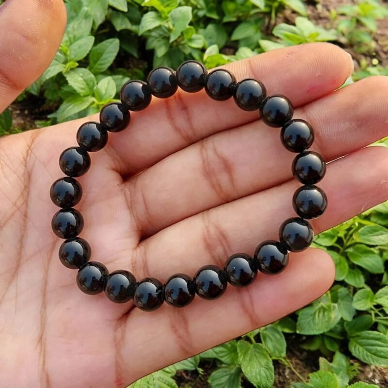 Natural Black Tourmaline Bracelet 8mm Stretchable Original Semi Precious Gemstone Bracelet For Grounding, Protection, Removing Negativity For Men & Women - Image 3