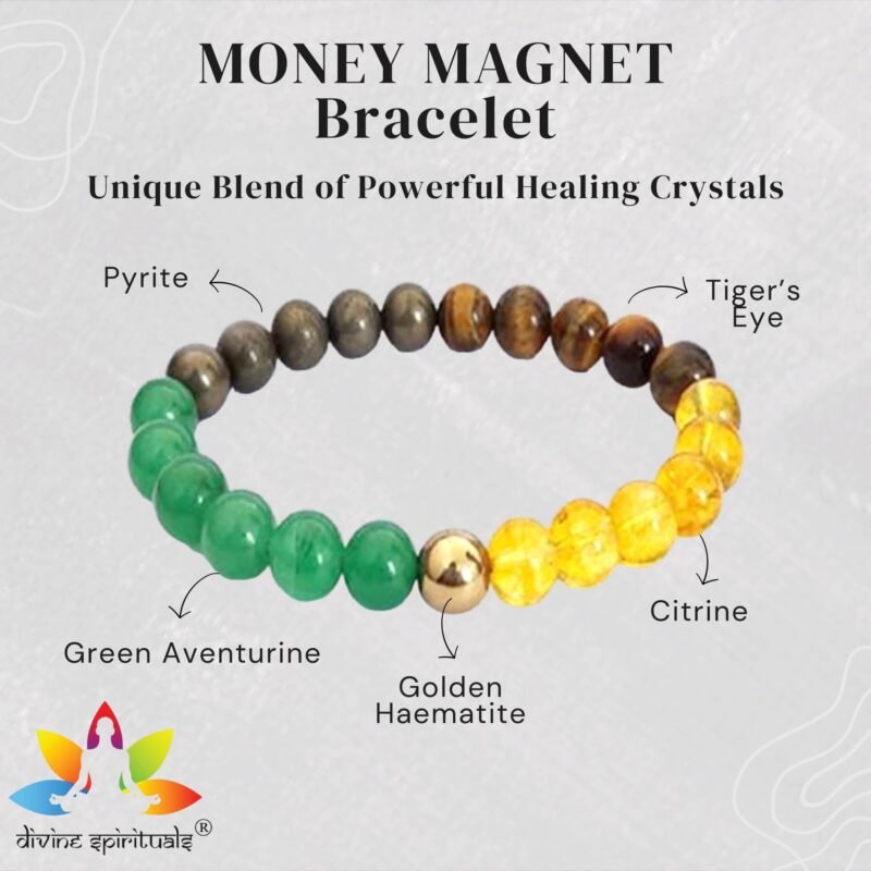 Natural Money Magnet Bracelet AAA Grade Certified 8mm Unisex Stretchable Original Real Crystal Bracelet For Wealth, Prosperity, Abundance & Manifestation