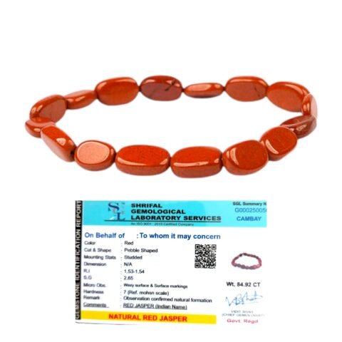 Natural Red Jasper Bracelet AAA Grade Certified Pebble Oval Shape Unisex Real Crystal Bracelet for Grounding, Strength, & Vitality