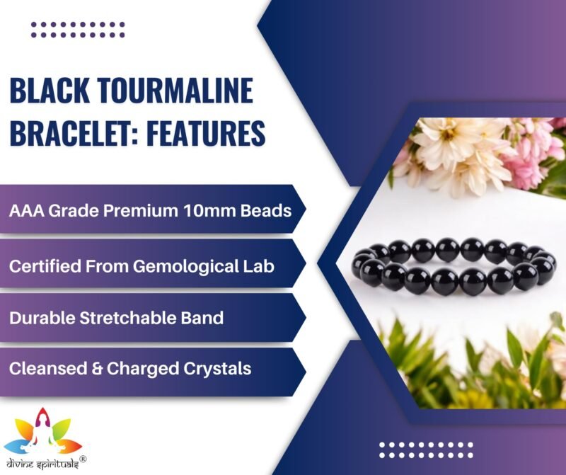 Natural Black Tourmaline Bracelet AAA Grade Certified 10mm Unisex Stretchable Original Real Crystal Bracelet For Grounding, Protection, Stress Relief, Removing Negativity - Image 4