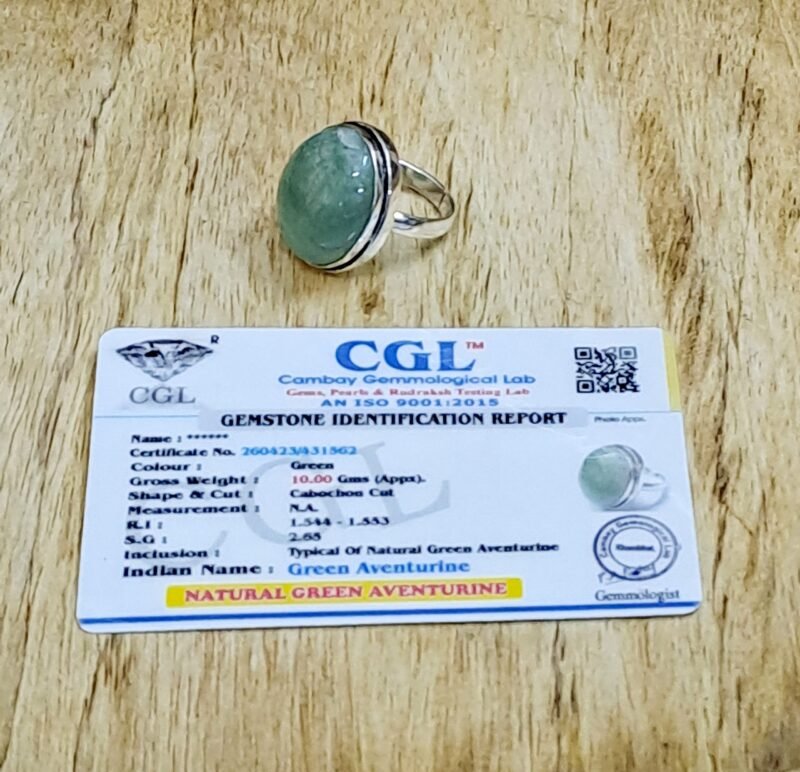 Divine Green Aventurine Certified Crystal Ring for Abundance, Prosperity, Self Love, Wealth and Protection - Image 2