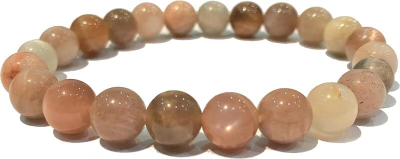 Divinity Natural Pure Certified 8mm Peach MoonStone Unisex Bracelet Super AAA Quality for Healing Meditation Success and Abundance (Peach Moonstone Bracelet)