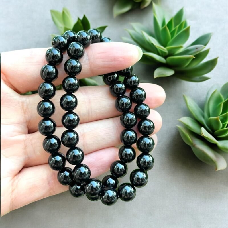 Natural Black Onyx Bracelet Lab-Certified AAA Grade 8mm Stretchable Unisex Original Crystal Bracelet For Root Chakra, Grounding, Protection & Manifestation - Image 4