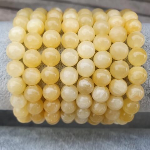 Yellow Calcite Natural Crystal Bracelet Lab Certified 8 mm Semi Precious Gemstone Unisex AAA Grade Premium Stretchable Band Bracelet for Healing Meditation and Manifestation