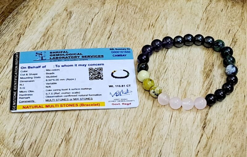 Zodiac Crystal Aquarius Sun Sign Certified Bracelet Original Natural 8 mm Stone Beads (Unisex) with Palo Santo Stick - Image 2