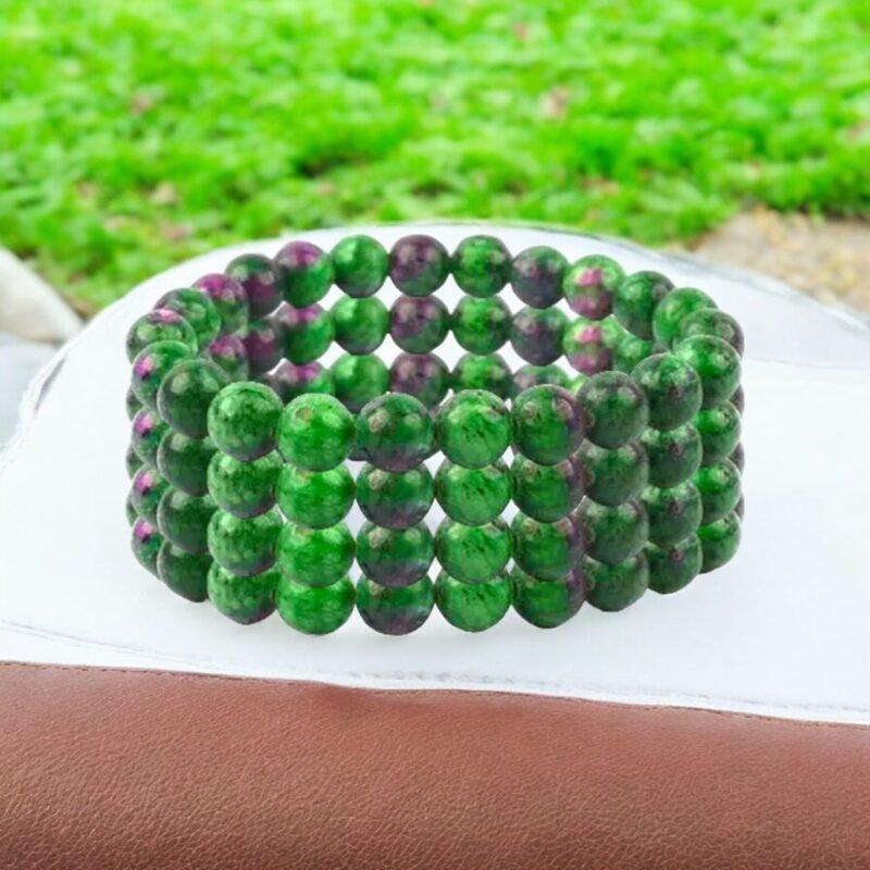 Natural Ruby Zoisite (Anyolite) Bracelet Lab-Certified AAA Grade 8mm Stretchable Original Unisex Bracelet For Heart and Root Chakras, Joy, Creativity, Manifestation & Meditation