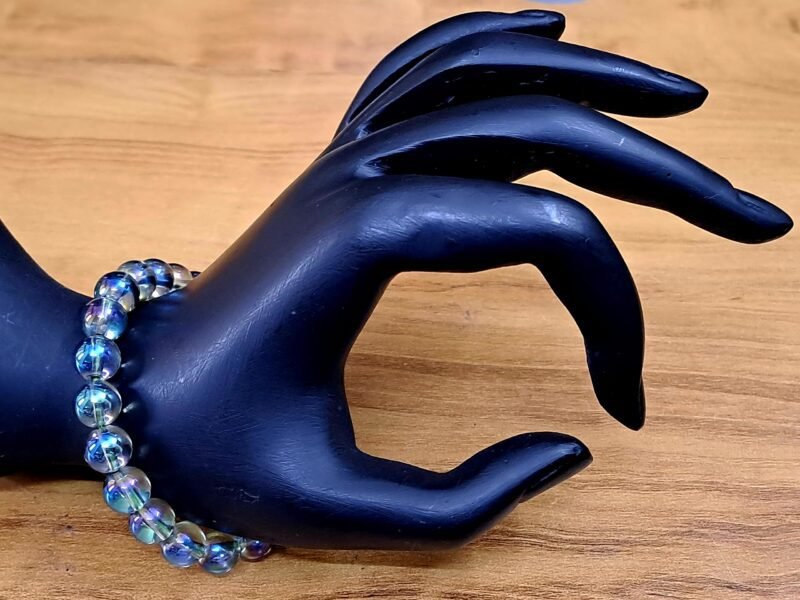 Divinity Natural Pure Certified Aura Quartz 8mm Unisex Bracelets for Healing Meditation Success and Abundance and Divine Intution (Aqua Marine Aura Quartz Bracelet)