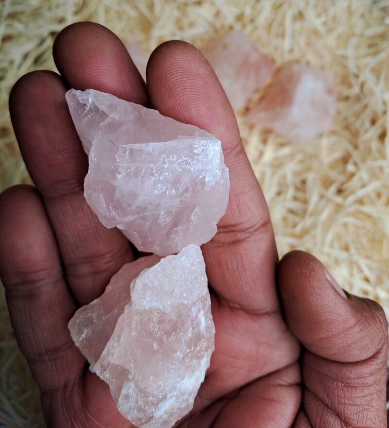 Divine Natural Rose Quartz Raw Rough Stones. Weight : 100 to 150 Grams Approx. | Pack of 1 to 4 Beautiful Natural Raw Stones depending on Raw Crystal Stone Size | Hand Picked and Cleaned