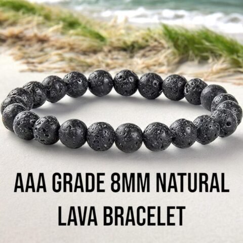 Natural Lava Bracelet Lab-Certified AAA Grade 8mm Stretchable Original Unisex Bracelet For Root Chakra, Grounding Energy, Protection, Protection & Manifestation
