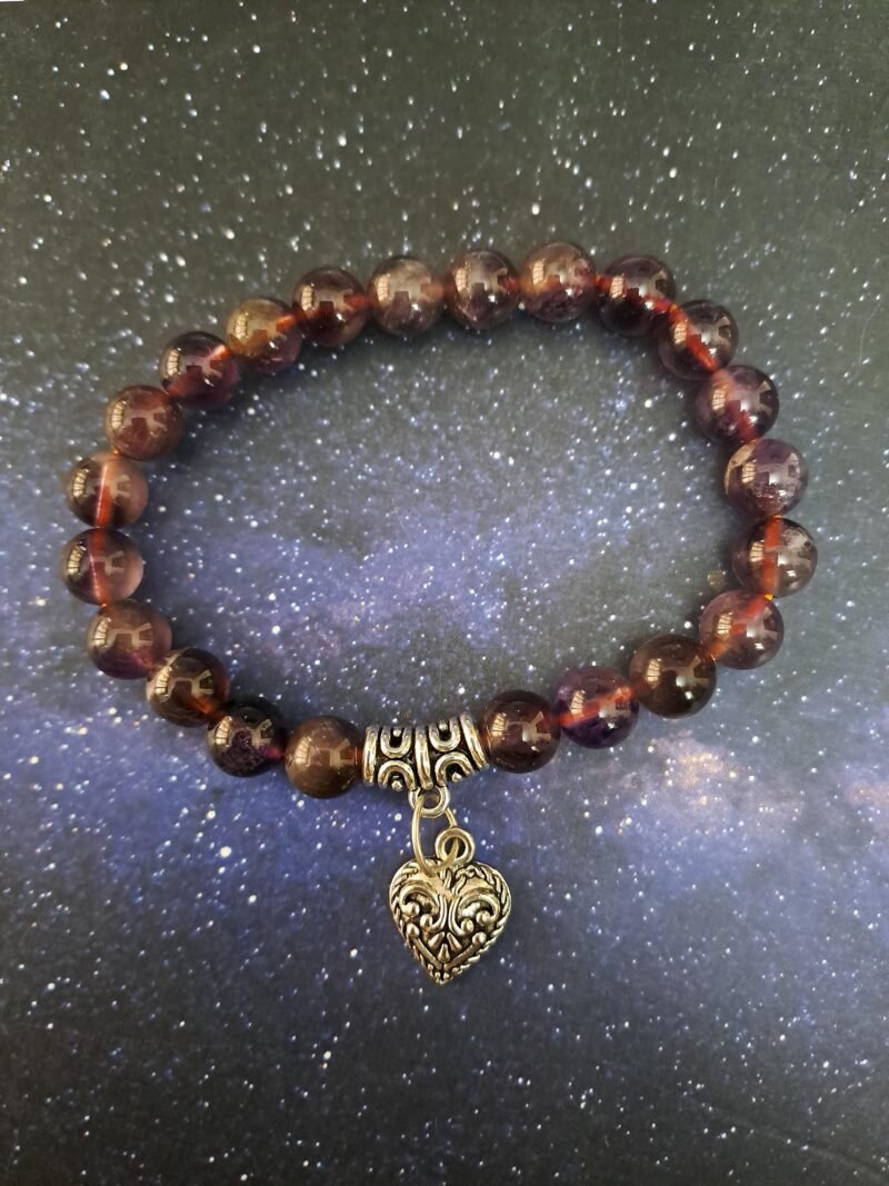 Divinity Natural Pure Certified 8mm Unisex Bracelets Super AAA Quality for Healing Meditation Success and Abundance (Ametrine Heart Bracelet)