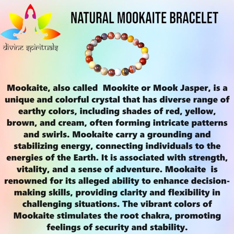 Natural Crystal Mookaite Bracelet 8mm Stretchable Original Semi Precious Gemstone Bracelet For Vibrant Energy, Emotional Balance, Grounding, Strength & Meditation
