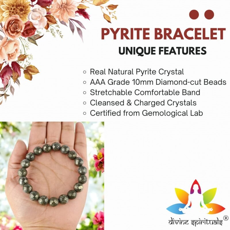 Natural Pyrite Bracelet AAA Grade Lab-Certified Original Stretchable 10mm Diamond-cut Faceted Real Crystal Unisex Bracelet For Prosperity, Abundance & Manifestation - Image 3