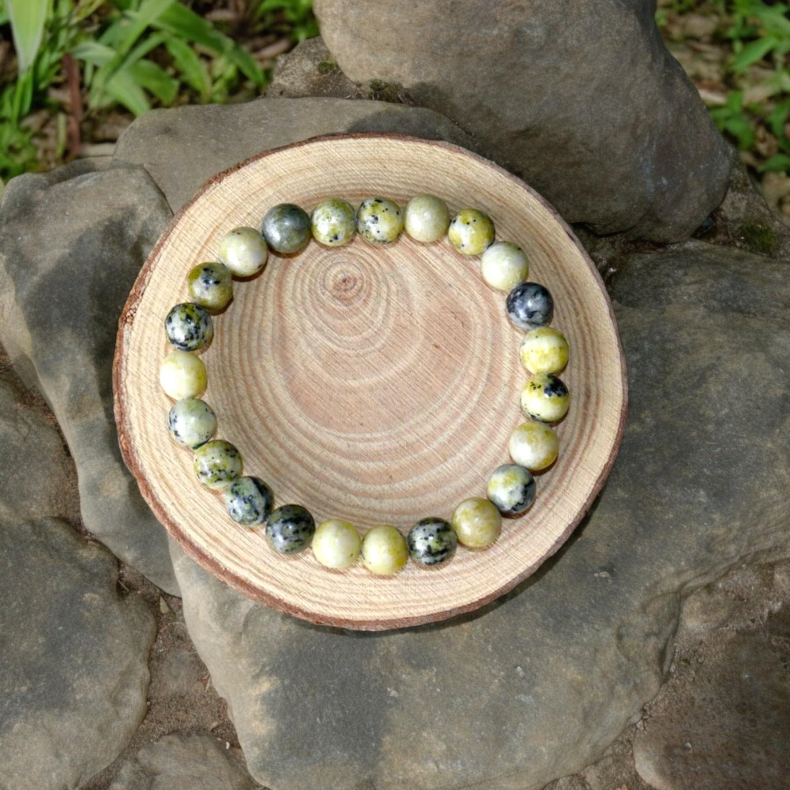 Natural Serpentine Bracelet Lab-Certified AAA Grade 8mm Stretchable Original Unisex Bracelet For Heart Chakra, Healing Energy, Kundalini Activation, Detoxification & Grounding