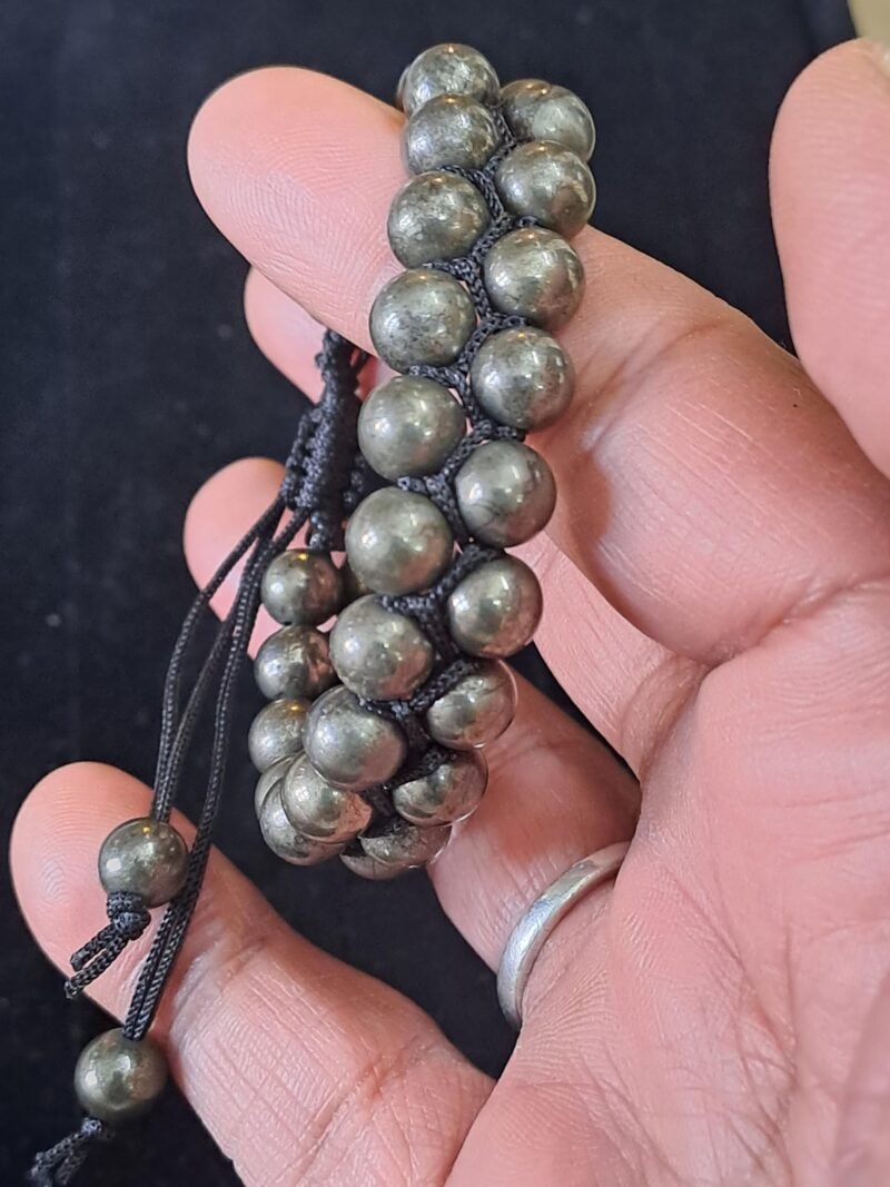 Gemstone Lab Certified Natural Pyrite Double Layered Semi Precious, Stone Bracelet, Crystal Stone 8mm Beads Bracelet Round Shape for Reiki Healing and Crystal Healing Chakra Stones