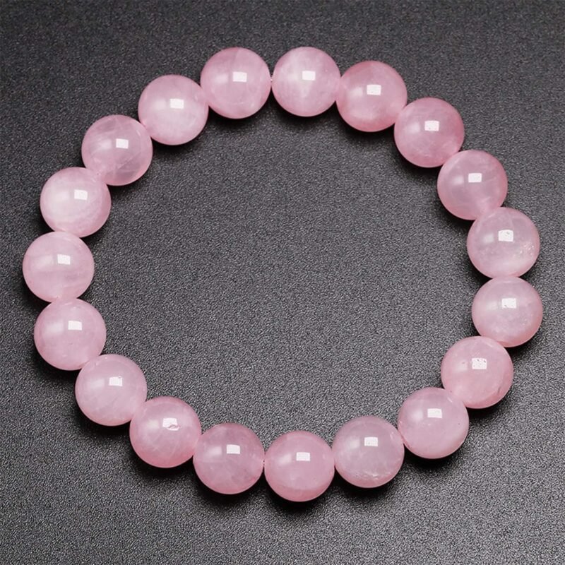 Divinity Rose Quartz Natural Pure Certified 8mm Unisex Bracelet Super AAA Quality for Healing Meditation Success and Abundance (Rose Quartz Bracelet)