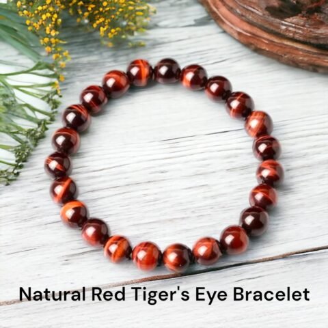 Natural Red Tiger's Eye Bracelet (Ox Eye or Bull's Eye) Lab Certified AAA Grade 8mm Original Unisex Bracelet For Motivation, Protection & Manifestation
