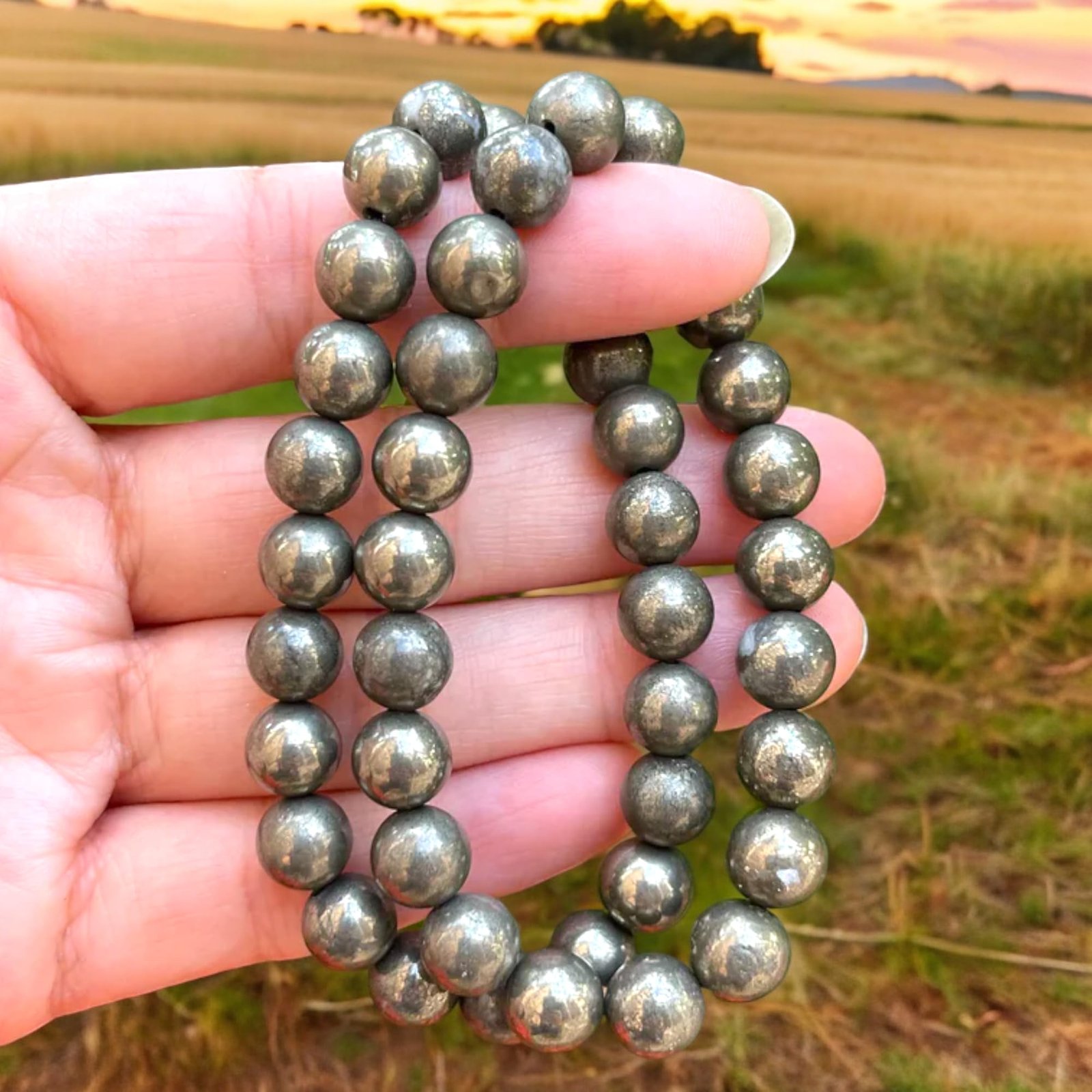 Natural Pyrite Bracelet AAA Grade Lab-Certified Stretchable 8mm Real Crystal Unisex Bracelet For Prosperity, Abundance & Manifestation