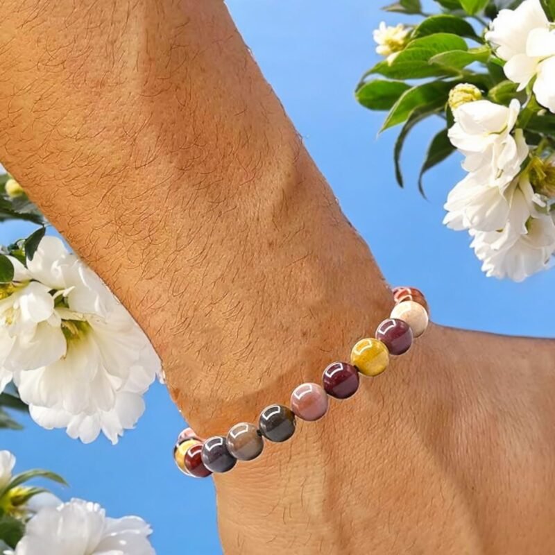 Natural Mookaite (Mook Jasper) Bracelet Macrame Thread Lab Certified Original 8mm Adjustable Unisex Crystal Bracelet For Balance, Grounding & Manifestation