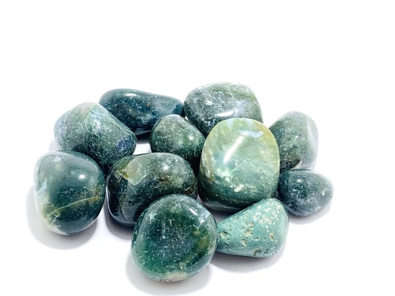Moss Agate Natural Healing Crystal Tumble Stone (Value Pack of 2 AAA Grade Natural Tumbles)