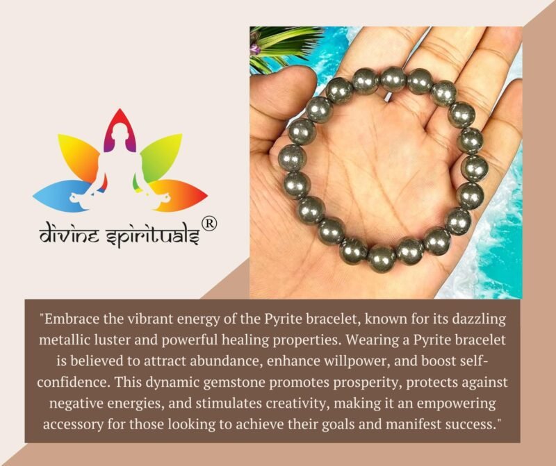 Natural Pyrite Bracelet AAA Grade Lab-Certified Original Stretchable 10mm Real Crystal Unisex Bracelet For Prosperity, Abundance & Manifestation