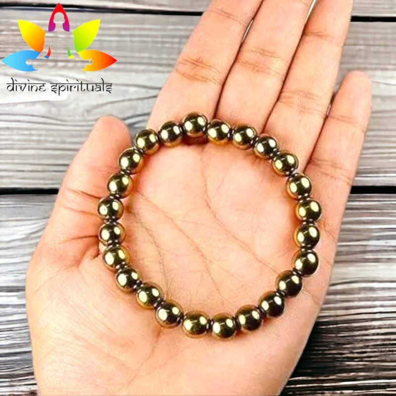 AAA Grade Golden Pyrite Bracelet Authentic Lab-certified 8mm Stretchable Bracelet For Men & Women - Image 3