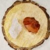Clear Quartz and Carnelian AAA Grade Raw Natural Crystal Combo with Wooden Natural Bark Coaster for Healing, Meditation and Manifestation