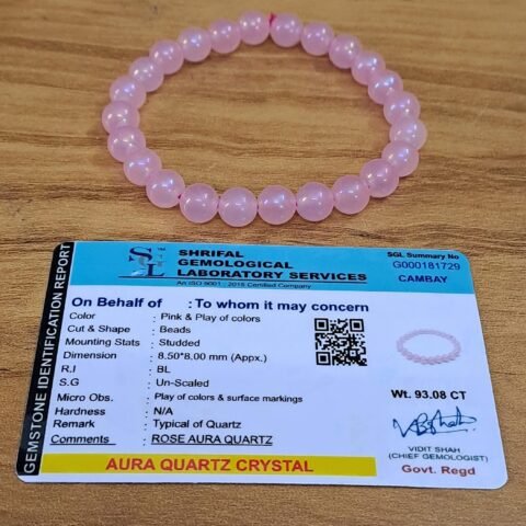 Rose Quartz Natural Bracelet Pure Certified For Men and Women Adjustable 8mm Lab Certified Gemstone For Men and Women Bracelet for Healing Meditation Success and Abundance