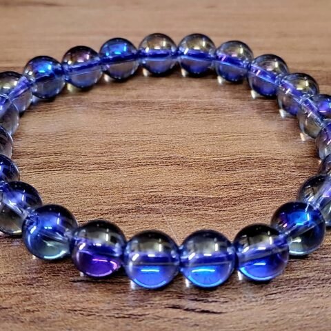 Divinity Natural Certified Aura Quartz 8mm Unisex Bracelets Super AAA Quality for Healing Meditation Success and Abundance and Divine Intution (Amethyst Aura Quartz Bracelet)