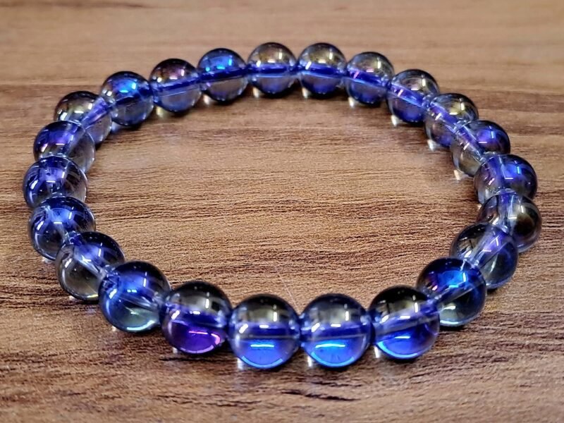 Divinity Natural Certified Aura Quartz 8mm Unisex Bracelets Super AAA Quality for Healing Meditation Success and Abundance and Divine Intution (Amethyst Aura Quartz Bracelet)