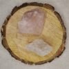 Clear Quartz and Rose Quartz AAA Grade Raw Natural Crystal Combo with Wooden Natural Bark Coaster for Healing, Meditation and Manifestation