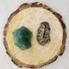 Green Aventurine and Pyrite AAA Grade Raw Natural Crystal Combo with Wooden Natural Bark Coaster for Healing, Meditation and Manifestation