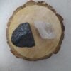 Hematite and Clear Quartz AAA Grade Raw Natural Crystal Combo with Wooden Natural Bark Coaster for Healing, Meditation and Manifestation