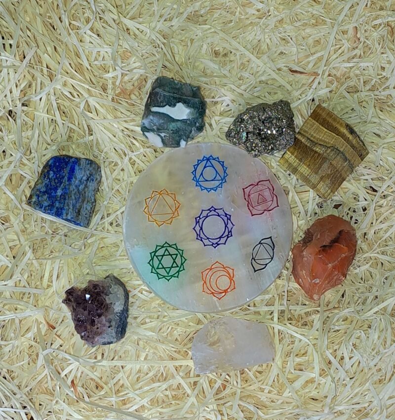 7 Chakra Healing Raw Crystal Stone Elite Kit With Chakra Selenite Charging Disc-Aaa Grade Meditation&Healing Kit For Good Luck Prosperity And Abundance