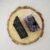 Black Tourmaline and Amethyst AAA Grade Raw Natural Crystal Combo with Wooden Natural Bark Coaster for Healing, Meditation and Manifestation