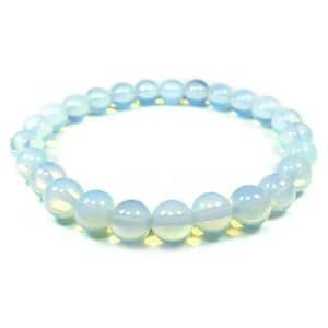 Divine Spirituals Stretchable Unisex Gemstone Natural Crystal Certified Stone Bracelet | Diameter : 2.5 Inch.| Stone Size – 8 mm Beads | Shape – Round.(Opalite Bracelet) Chakra Healing Bracelets Abundance Stones