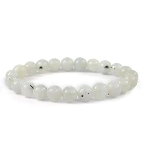 Divine Spirituals Rainbow Moonstone Natural Crystal Bracelet Lab Certified 8 mm AAA Grade Stretchable Bracelet for Healing Meditation and Manifestation Chakra Healing Bracelets Abundance Stones