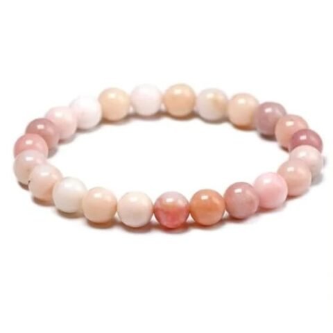 Divine Spirituals Pink Opal Natural Crystal Bracelet Lab Certified 8 mm AAA Grade Stretchable Bracelet for Healing Meditation and Manifestation Chakra Healing Bracelets Abundance Stones
