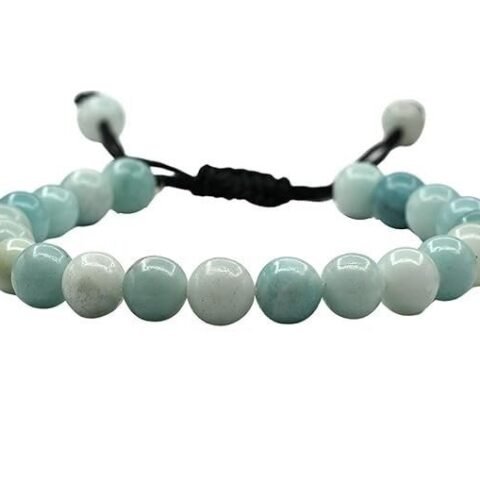 Divine Spirituals Natural Amazonite Pure Certified Adjustable Thread Unisex Bracelet Super AAA Quality for Yoga Reiki Chakra Healing Bracelets Abundance Stones