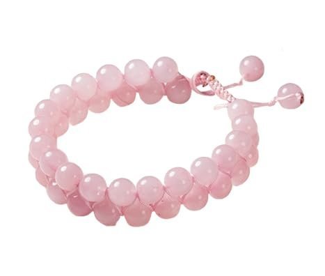 Divine Spirituals Gemstone Lab Certified Natural Rose Quartz Double Layered Semi Precious, Stone Bracelet, Crystal Stone 8mm Beads Bracelet Round Shape for Reiki Healing and Crystal Healing Chakra Stones Chakra Healing Bracelets Abundance Stones