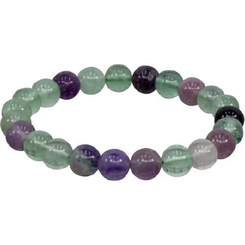 Divine Spirituals Natural Fluorite Real Pure Crystal Certified 8 mm Bracelet for Men and Women for Good Luck, Love, Abundance, Healing and Meditation Chakra Healing Bracelets Abundance Stones